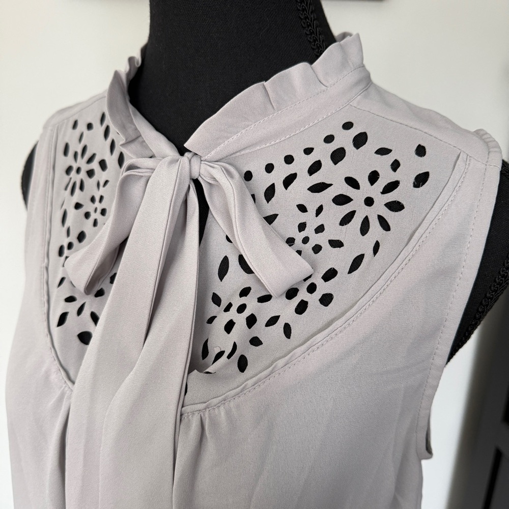 Anthropologie Maeve Dove Gray Cutout Blouse